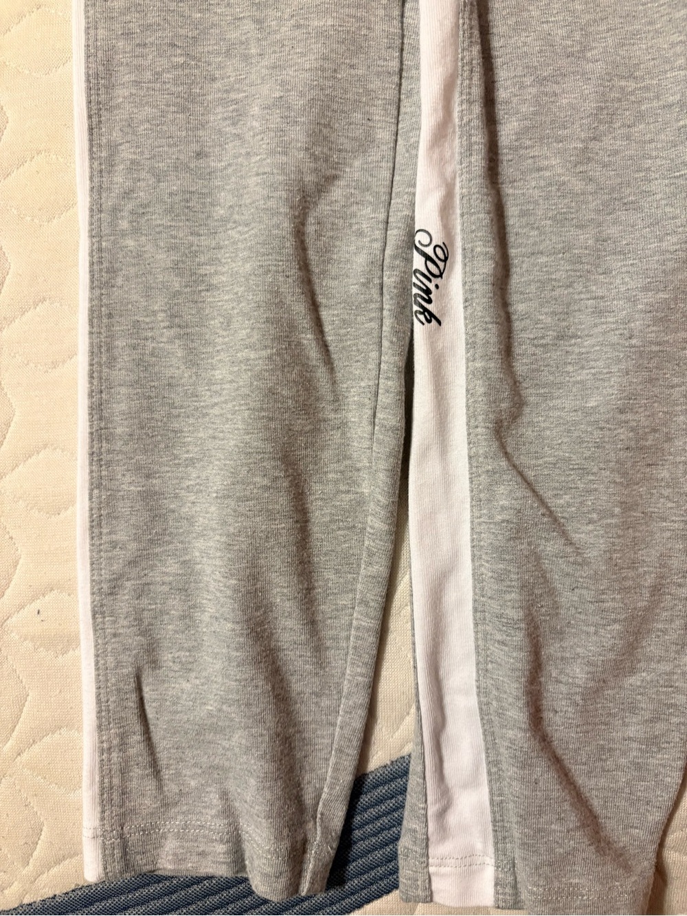 PINK Victoria's Secret Grey Joggers with White Side Stripe and Logo. PINK Victor